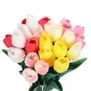 24set Tulips Artificial Flowers, Artificial Fake Tulip Stems (Multicolored)