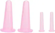 4PCS/ Set Facial Cupping Set Natural Silicone Massage Cup Mini Vacuum Suction Massage Cups Use for Face Eye Body Massage Anti-aging Beauty Tools (Pink/2 Large + 2 Small)