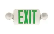 MORRIS 73042 Green Letters Round Head Combo LED Emergency Exit Sign White