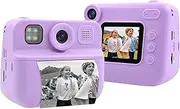Kids Instant Print Camera 1080P Digital Video Camera for Kids Age 3+ Years Old 2.0 Inch Screen Toddler Travel Camera for Boys Girls with Print Paper (Purple)