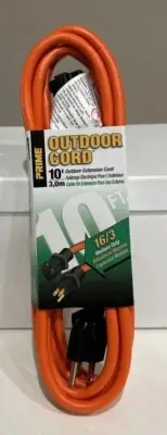 10 Ft Outdoor Extension Cord Orange 16/3 Med duty 3 Prong Ultraflex OSHA PRIME