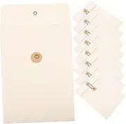 Gadpiparty Practical File Organizer Bag 10pcs Vintage String Button File Bag Thick Pockets for School Office Document Folders