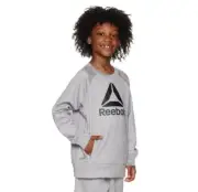 Reebok Essential Hoodie, Gray Kids Fleece Crew Neck, Size L 10/12