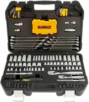 DEWALT Chrome Mechanics Tool Set Ratchet Socket Wrenches Hex Keys Bits 142 Piece