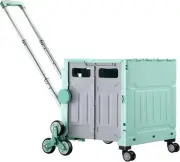 Foldable Shopping Cart Stair Climbing Trolley Rolling Utility Crate Green