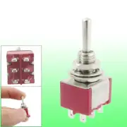 6pcs 2A/250V 5A/120V Momentary on/off/on 2P2T DPDT 6 Solder Pins Toggle Switch