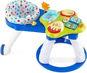 BABY JOY 3 in 1 Baby Stationary Activity Center, Kids Play Table Set w/Educational & Music Function Tabletop, 3 Adjustable Seat Height, 2 Smooth Wheels, Toddler Activity Table for 6-36 Months (Blue)
