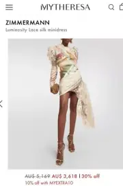 Zimmermann Luminosity Lace Drape Mini Dress - New With Tags