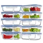 10 Pack 24oz Glass Meal Prep Containers 2 Compartment, Food Storage Container...