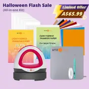 [Father's Day Deal] HTVRONT Mini Heat Press Machine & 52 Pcs Heat Press Accessories Bundle (HTV, Weeding Tool, Heat Transfer Paper, Sublimation Paper, Heat Resistant Accessories)