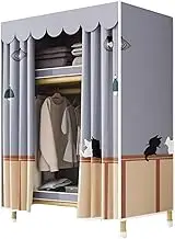 Polyester Portable Closets with Curtain Strong Portable Wardrobe Closet Space Saving Storage Organizer for Bedroom