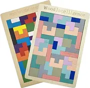 AQSXO Wooden Russian Blocks Puzzle, for Kids and Adults Tangram Jigsaw 2Pcs.