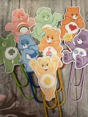 Care Bears Jumbo Paperclips - Set Of 8 - Junk Journal Bookmarks