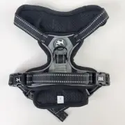 Poy Pet Dog Harness NEW Size S No Pull, 4 Buckle Black and Gray