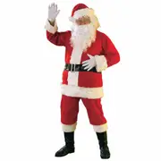 Flannel Santa Claus Suit Saint Nicholas Deluxe Christmas Mens Costume Set Plus