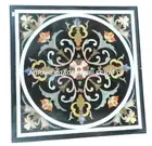 Black Marble Square Coffee Side Table Top Inlay Handmade Art Living Decor H2424