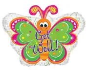 22" Bright Butterfly Get Well Foil Balloon