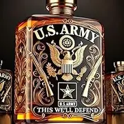 AdorHome 250th Anniversary U.S. Military Tribute Whisky Bottle - Laser Engraved Army Marines Navy Air Force Coast Guard Collectible(Type A)