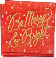 RIFLE PAPER CO. Be Merry & Bright Cocktail Napkins, Set of 20, Disposable Hand Napkins for Christmas and Holiday Parties, Everyday Paper Napkins with Festive Designs, Printed in Full Color