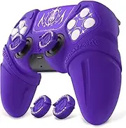 PlayVital Runes Edition Silicone Cover Skin for ps5 Controller with Thumb Grips & Touchpad Skin & D-pad Area Sticker, Anti-Slip Controller Grip Cover Compatible with ps5 Charging Dock- Purple