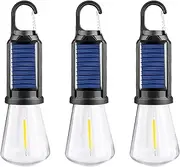 Shineshore Solar Rechargeable Hooked Camping Light, Solar Rechargeable Hooked Camping Light Vintage Outdoor Tent, 2025 Solarlantern, 3 Light Modes, Waterproof LED Lantern (3 Flat-Bottomed Bulb)