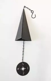 Triangular Wind Chime with Compass Rose Wind Catcher - Metal Black Coat Finish