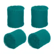 4 Rolls 1.5 In x 5 Yd Handmade Fringe Silk Chiffon Ribbon, Drak Turquoise