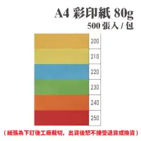 在飛比找樂天市場購物網優惠-A4 彩印紙 80磅 (500張) /包 ( 此為訂製品，出