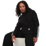 Adidas Women's Essentials Loose Cut 3-Stripe Full Zip Hoodie in Blk/White LG $55