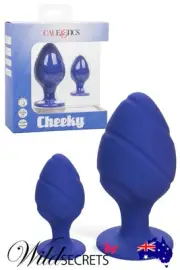 NEW California Exotic Cheeky Blue Silicone Butt Plug Set (2 Pce), Sex Toy