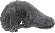 [MOBUTOFU] Flat Cap for Men Hat Vintage Beret News Boy Hat for Summer Adjustable Fashionable Cap Black