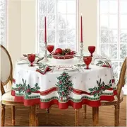 Elrene Home Fashions Villeroy & Boch Toy's Delight Christmas Fabric Tablecloth, Holiday Table Decor, 70" Round