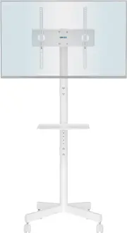 Mobile TV Stand with Wheels for 23-60 TVs, Laptop Shelf, Height Adjustable, 400x400mm - White