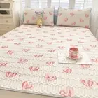 Heart-shaped Print Bed Sheets Set Cooling Bed Mat Soft Comfortable Cool Ice Silk