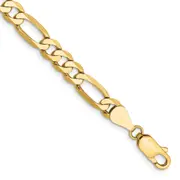 14K Yellow Gold 7 Inch 5.25mm Flat Figaro With Lobster Clasp Bracelet