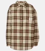 [Miu Miu] Miu Miu Logo checked wool down jacket AU 16 multicoloured