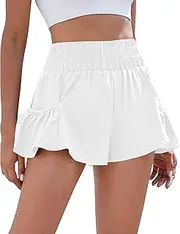 [Darong] Womens Running Shorts 2 in 1 High Waisted Flowy Short for Athletic Tennis Workout with Side Pockets
