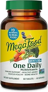 MegaFood Men's 55+ One Daily - Multivitamin for Men with B12, C & D Vitamins, Zinc & Selenium - Non-GMO, Gluten-Free, Vegetarian & Made without Dairy and Soy - 60 Tabs