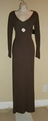 BEAUTIFUL NWT, RARE $1,895 NARCISO RODRIGUEZ BROWN MAXI DRESS WITH SEXY CUT OUTS