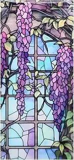 KALLORY Static Cling Window Film Privacy Window Cling Vintage Stained Glass Bathroom Shower Door Sticker Frosted Glass Film