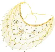 [TINEASUR] Veil Glitter Sequin Veil Accessories for Belly for Sport Halloween Costumes for Women Dancing Scarves Red Female Mask Cloak with Sleeves Women Golden Polyester