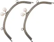 2pcs Patterned Curved Mouth Purse Replacement Clasps Replacement Bag Making Supplies and Hardware Purse Clasp Hardware Replacement Clasp for Purse Handle for Bag Silver Iron MOLUCKFU