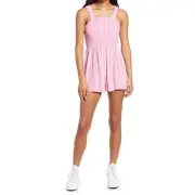 BP. Nordstrom Women Rayon Pink Geodot Plaid Breezy Smocked Bodice Romper Size S