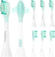 SuitShine Replacement Toothbrush Heads Compatible with Philips Sonicare Electric Brush and More Click-on Handles 8 Pack White