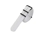 NATO Style Rugged Stitched Canvas Watch Strap Straps with Vaccum Plating Black Buckle Cotton Canvas Watch Bands-White