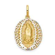 14k Two-tone Gold Two-tone Gold Our Lady Of Guadalupe Semi-solid Pendant