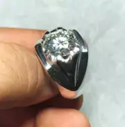 6 Carats White Moissanite Stone Unique Pattern Ring For Men Sterling Silver 925