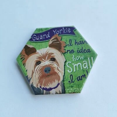 Guard Yorkie Green Ceramic Coaster