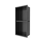 Bathroom 304 Stainless Steel Shower Niche Recessed Storage Shelf Wall Organizer,Shower Niche No Tile Needed-Double Tier Black