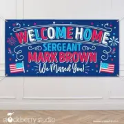 Welcome Home Military Vinyl Banner Personalized Soldier Homecoming Deployment